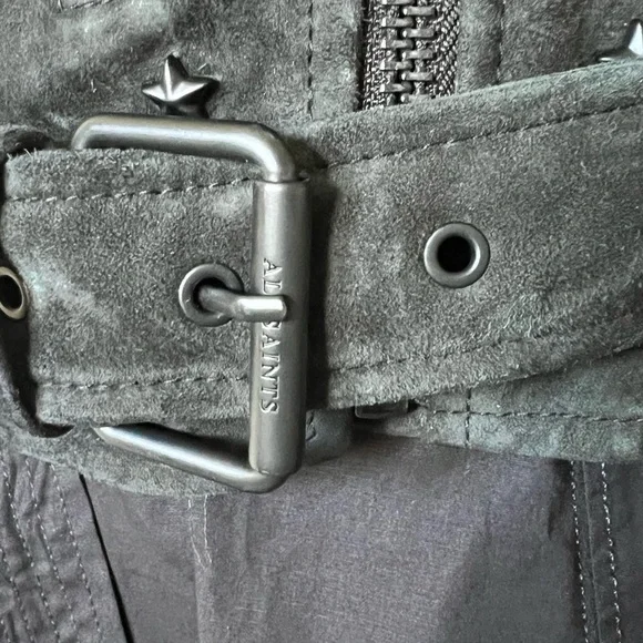 All Saints x Balfern Star Studded Suede Biker Jacket sz US 4 NWT 559$ - Picture 12 of 14